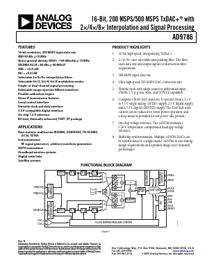 AD9786BSV Datasheet PDF Analog Devices