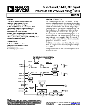 AD9974 Datasheet PDF Analog Devices