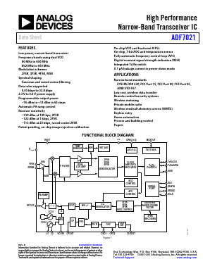 ADF7021BCPZ-RL Datasheet PDF Analog Devices