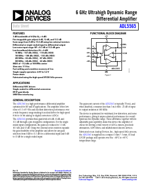 ADL5565-EVALZ Datasheet PDF Analog Devices