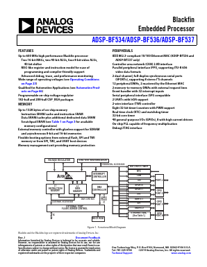 ADSP-BF537KBCZ-6BV Datasheet PDF Analog Devices