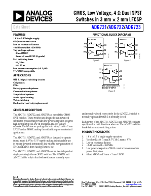 ADG722 Datasheet PDF Analog Devices