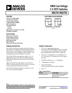 ADG701 Datasheet PDF Analog Devices