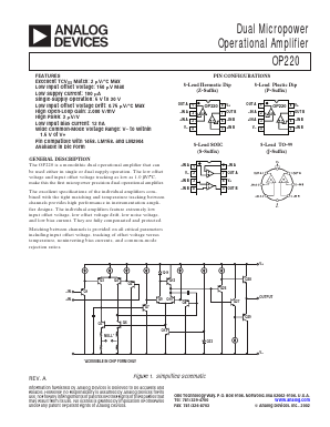 OP220GS Datasheet PDF Analog Devices