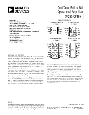 OP295GBC Datasheet PDF Analog Devices