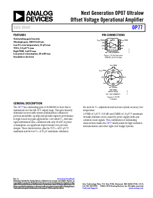 OP77FJZ Datasheet PDF Analog Devices