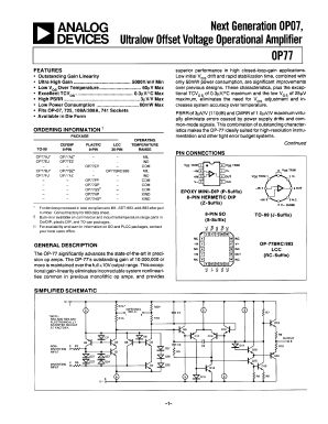 OP77FZ Datasheet PDF Analog Devices