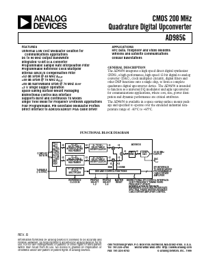 AD9856PCB Datasheet PDF Analog Devices