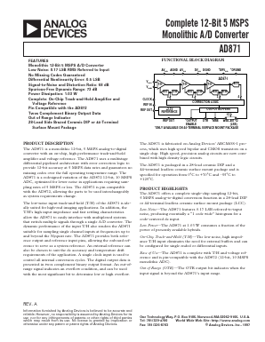 AD871JD Datasheet PDF Analog Devices