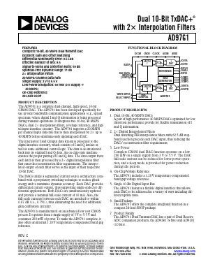 AD9761ARS Datasheet PDF Analog Devices