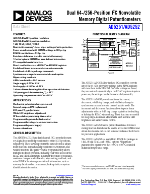AD5252 Datasheet PDF Analog Devices