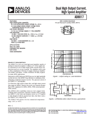 AD8017AR-EVAL Datasheet PDF Analog Devices