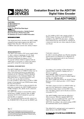 EVAL-ADV7194EB Datasheet PDF Analog Devices