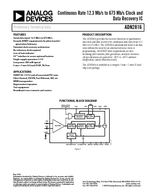 ADN2816XCPZ Datasheet PDF Analog Devices