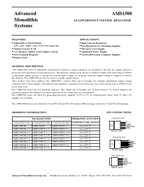 AMS1508CM-15 Datasheet PDF Advanced Monolithic Systems Inc