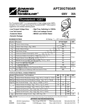 APT20GT60AR Datasheet PDF Advanced Power Technology