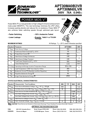 APT30M40B2VR Datasheet PDF Advanced Power Technology