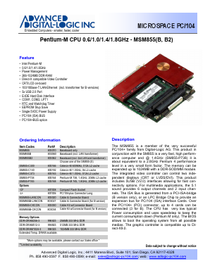 MSM855B Datasheet PDF ADL Embedded Solutions