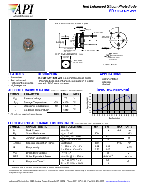 SD100-11-21-221 Datasheet PDF Advanced Photonix, Inc.