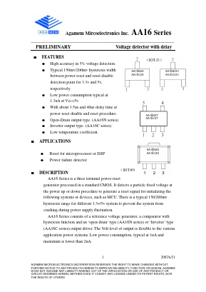 AA16 Datasheet PDF Agamem Microelectronic Inc.