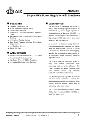 AIC1580 Datasheet PDF Analog Intergrations