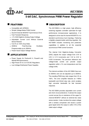 AIC1569 Datasheet PDF Analog Intergrations