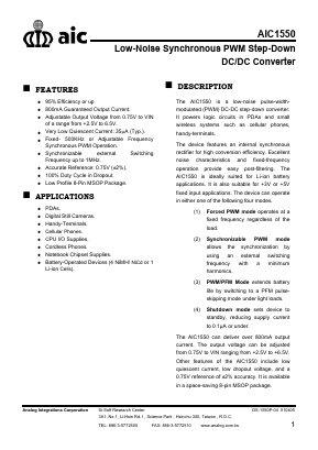 AIC1550POTB Datasheet PDF Analog Intergrations