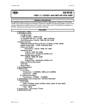 AK4538 Datasheet PDF  Asahi Kasei Microdevices