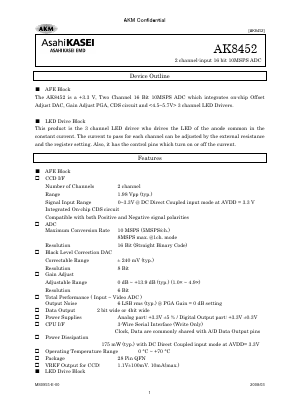 AK8452 Datasheet PDF  Asahi Kasei Microdevices