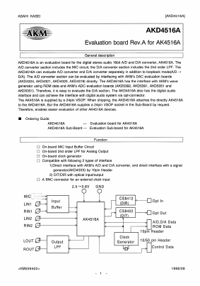 AKD4316A Datasheet PDF  Asahi Kasei Microdevices