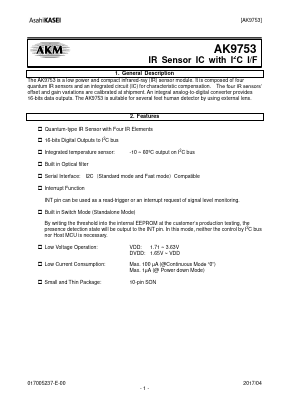 AK9753 Datasheet PDF  Asahi Kasei Microdevices