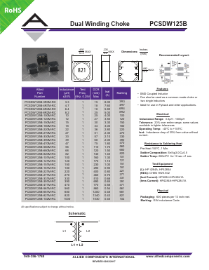PCSDW125B-820M-RC Datasheet PDF Allied Components International