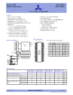 AS7C1026A Datasheet PDF Alliance Semiconductor