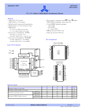 AS7C31024-20JC Datasheet PDF Alliance Semiconductor
