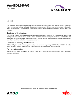 AM49DL640AG85I Datasheet PDF Advanced Micro Devices