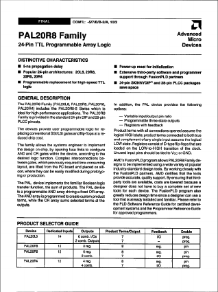 PAL20L8BCNL Datasheet PDF Advanced Micro Devices