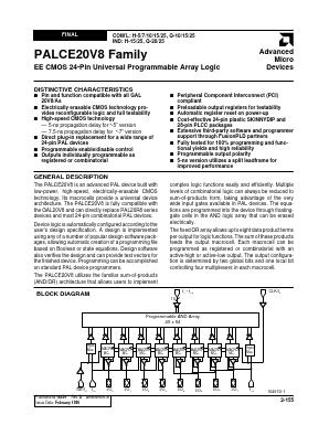 PALCE20V8V-10JC Datasheet PDF Advanced Micro Devices