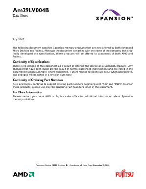 AM29LV004B-1 Datasheet PDF Advanced Micro Devices