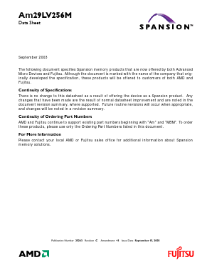 AM29LV256ML123REI Datasheet PDF Advanced Micro Devices