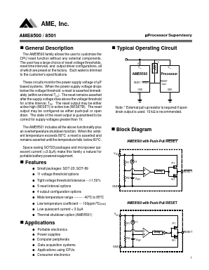 AME8501BEETDA31Z Datasheet PDF AME, Inc
