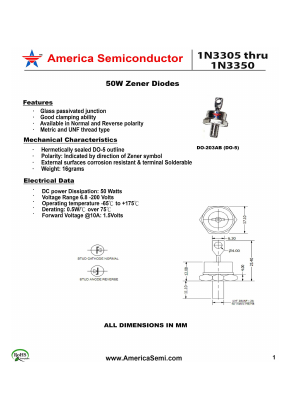 1N3345 Datasheet PDF America Semiconductor, LLC
