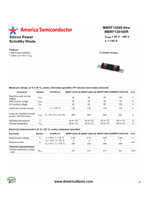 MBRF12060 Datasheet PDF America Semiconductor, LLC