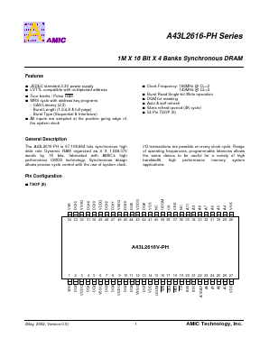 A43L2616-PH Datasheet PDF AMIC Technology