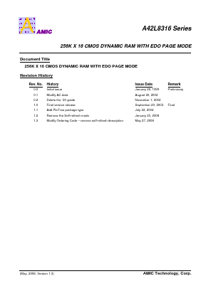 A42L8316 Datasheet PDF AMIC Technology