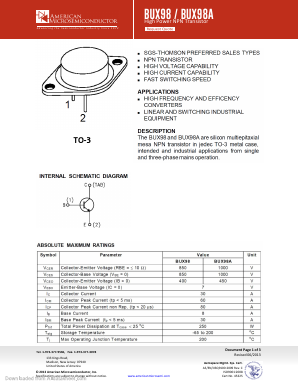 BUX98 Datasheet PDF American Microsemiconductor