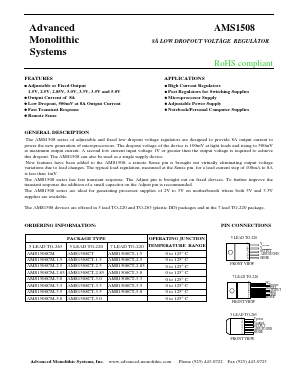 AMS1508 Datasheet PDF Advanced Monolithic Systems Inc