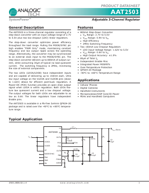 AAT2503IZL-BAA-T1 Datasheet PDF Advanced Analogic Technologies