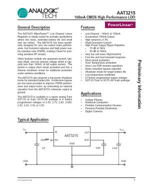 AAT3215IGV-25-T1 Datasheet PDF Advanced Analogic Technologies