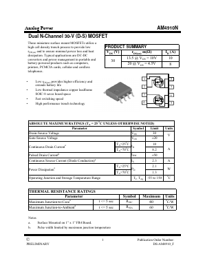 AM4910N Datasheet PDF Analog Power