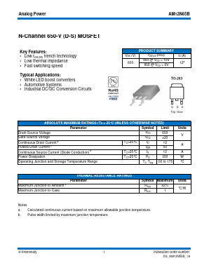 AM12N65B Datasheet PDF Analog Power